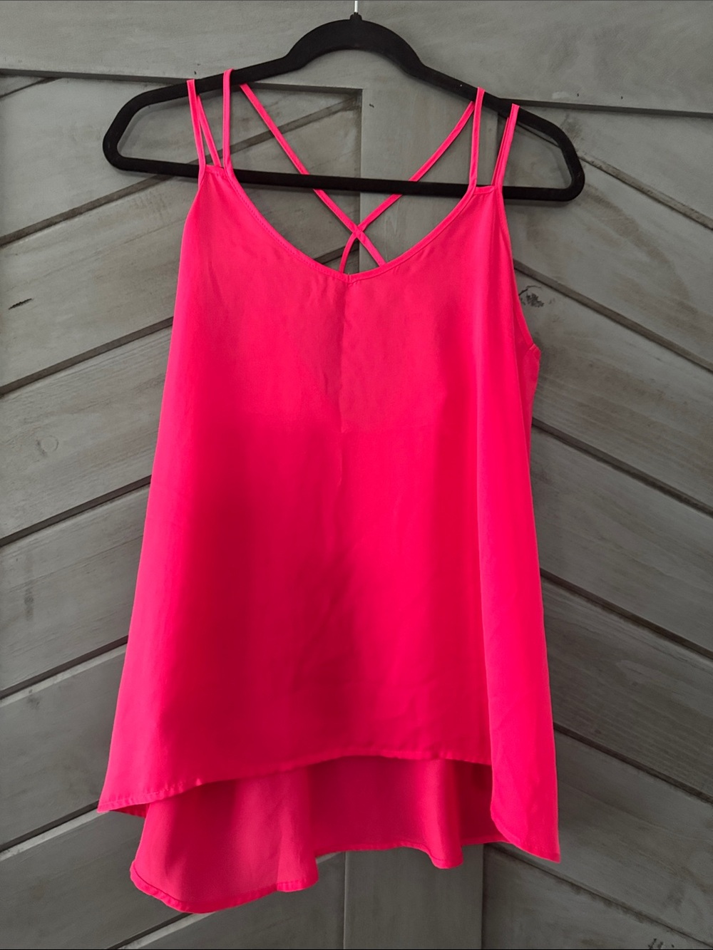 BCBGeneration Hot Pink Double-Strap High-Low Camisole